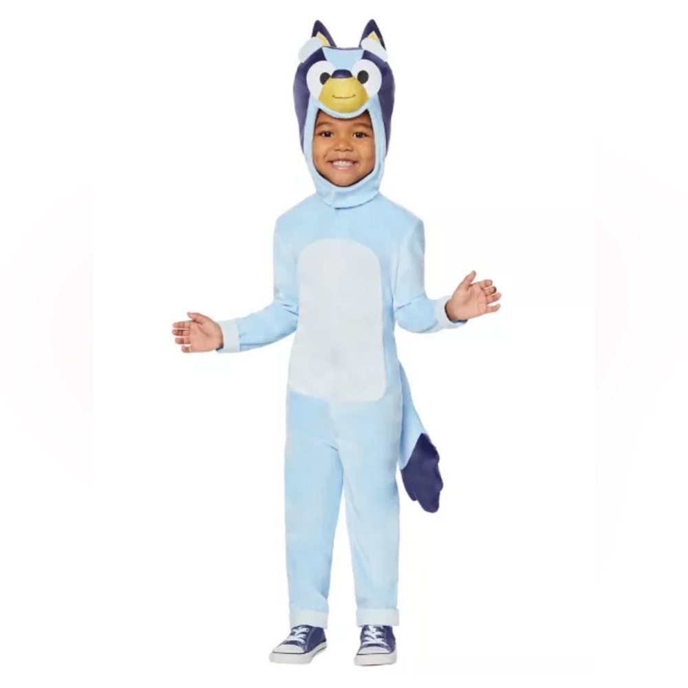 Spirit Halloween Toddler Bluey Costume Jumpsuit with Tail & Headpiece Size 2T